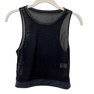 Zyia black and slate sports bra & corresponding nylon cropped top. Size M